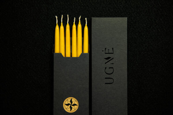 Hand-Dipped Slim Beeswax Dinner Taper Candles - Image 2